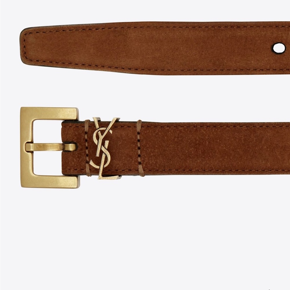 Saint Laurent Monogram YSL Belt in Natural Dark